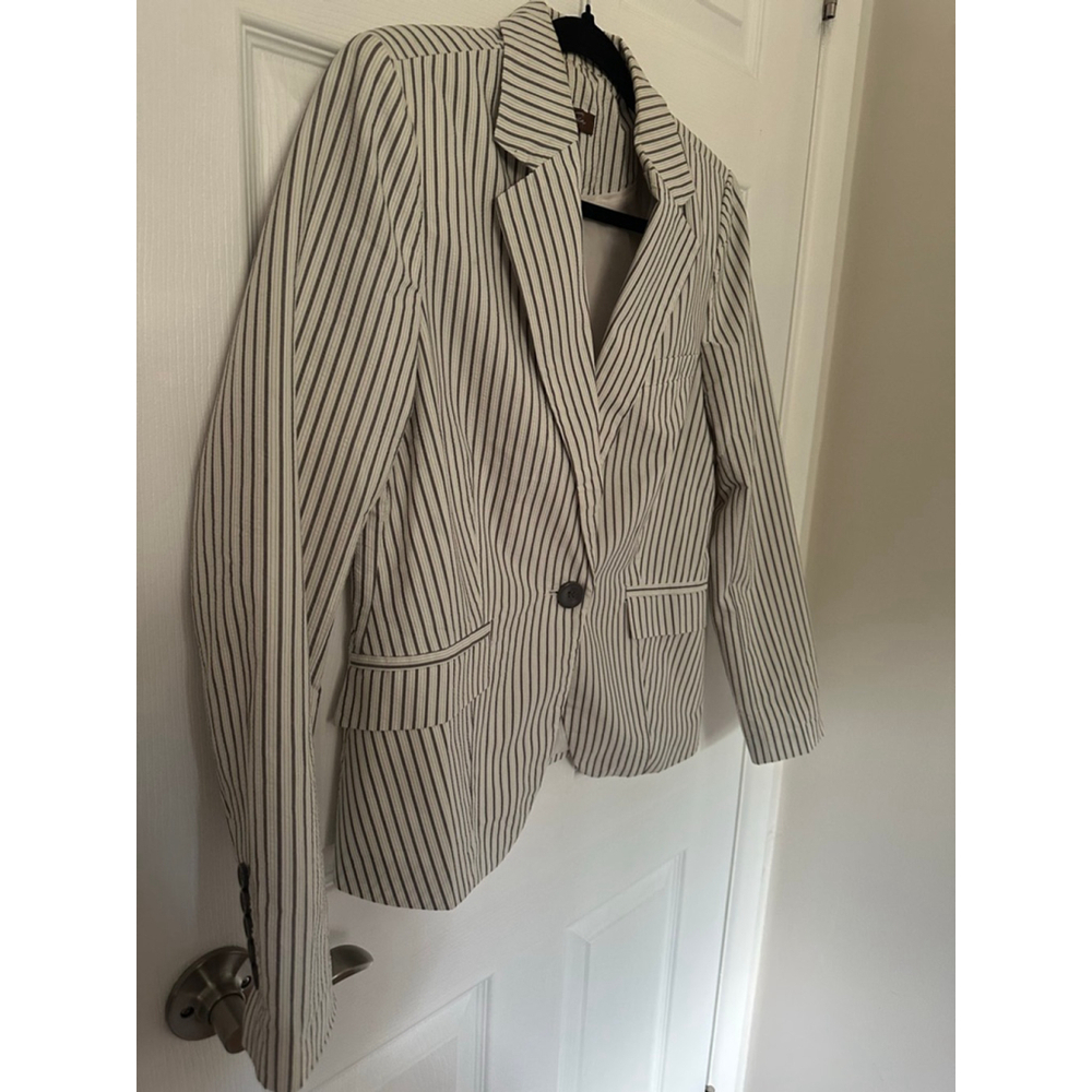 Women's Jessica Striped Blazer Tan/Black Size 10 - Picture 2 of 5